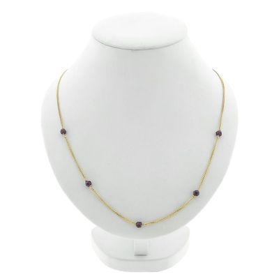 Image 1 of Gold gourmet link chain with garnet