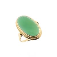 Gold Ring with Jade; 14 Karat; Size 17.75