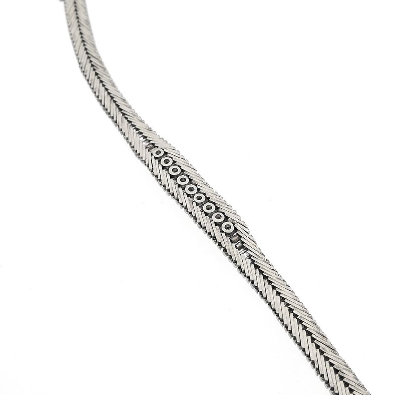 Image 6 of White gold herringbone link bracelet with diamonds; 0.36 ct.
