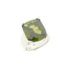Image 1 of Silver ring with olive green zirconia stone