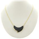 Image 1 of Gold necklace with onyx and diamond; 0.04 ct. | 42 cm
