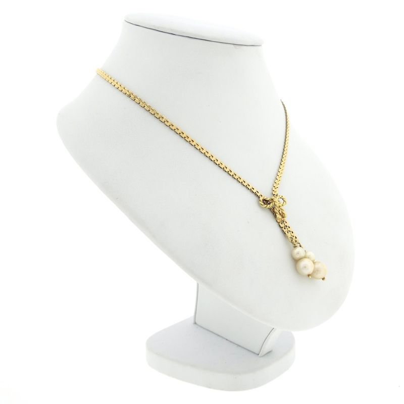 Image 4 of Gold fantasy link necklace with fixed pendant and cultured pearls