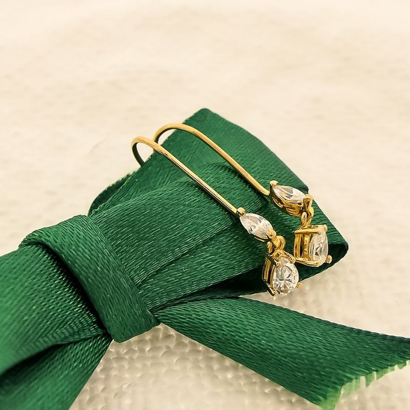 Image 2 of Vintage gold earrings with zirconia