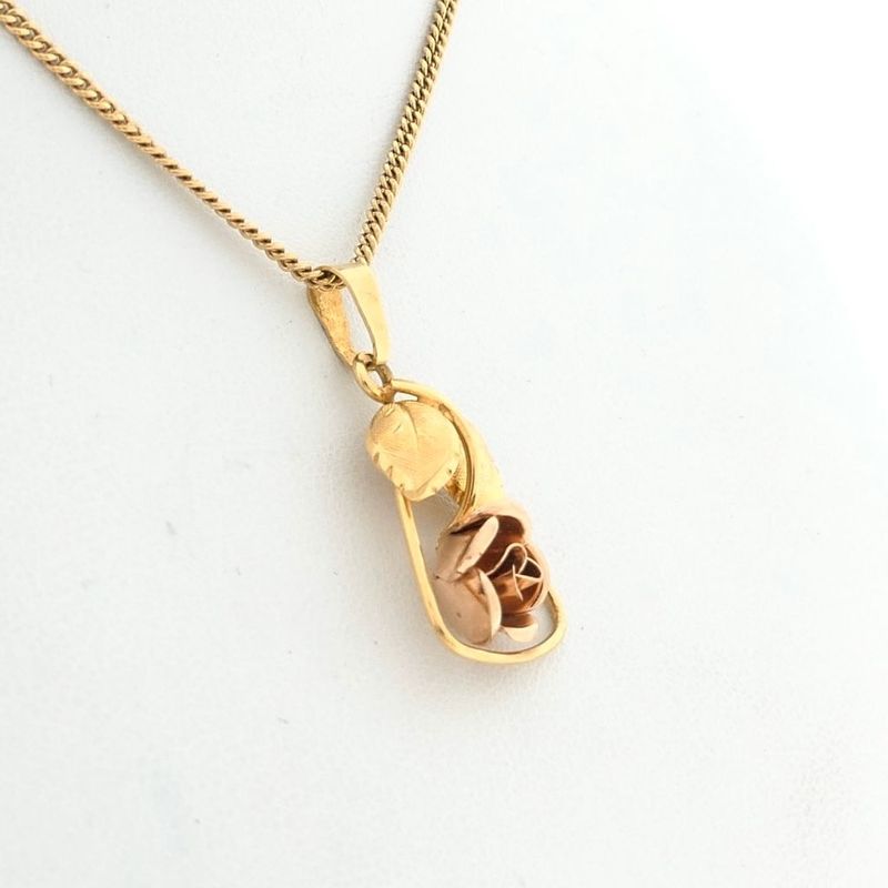 Image 7 of Two-tone gold rose pendant