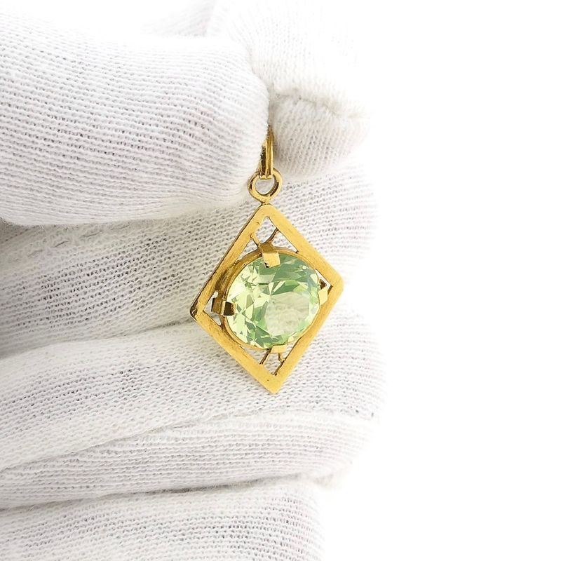 Image 12 of 22K Gold Pendant with Green Sapphire