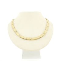 Bicolor gold fantasy link necklace.