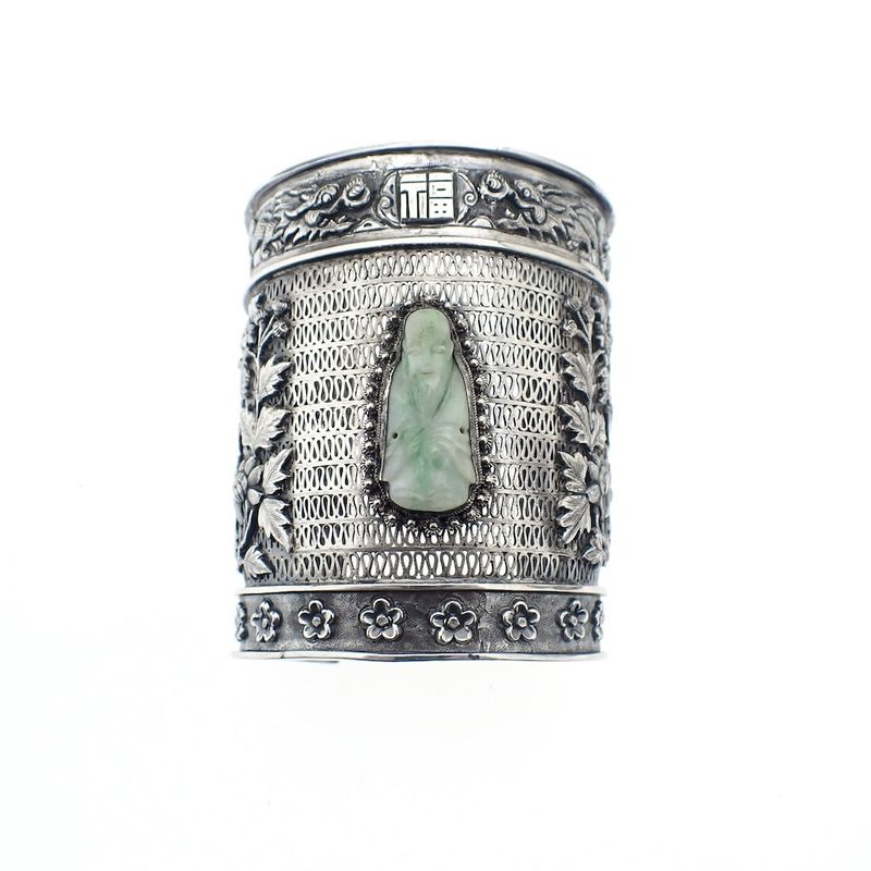 Image 4 of Silver wide Asian bracelet; Bohemian style | approx. Ø 62 mm