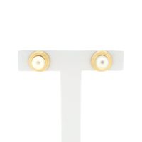 Gold stud earrings with pearl