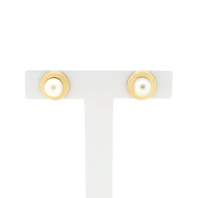 Image 1 of Gold stud earrings with pearl