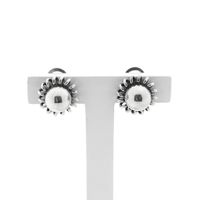 Silver domed earrings; Fantasy design