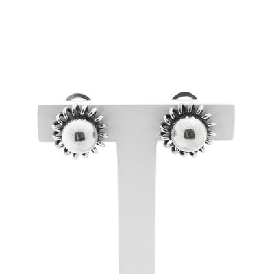 Image 1 of Silver domed earrings; Fantasy design