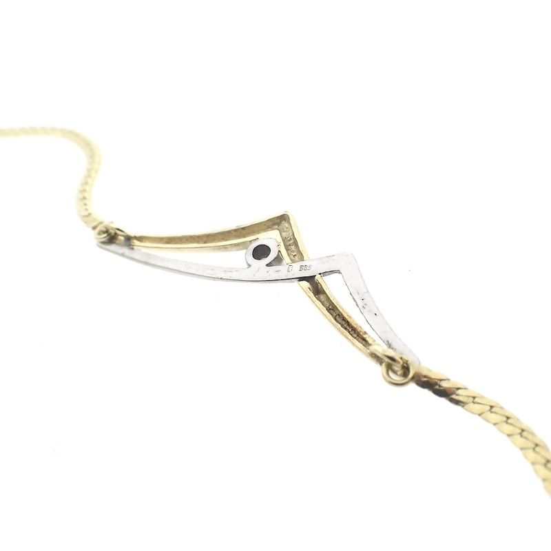 Image 7 of Two-tone gourmet link necklace with 0.035 ct. diamond | 42 cm