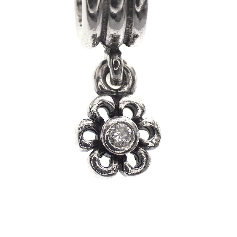 Image 4 of Pandora charm; Silver; Hanging Flower