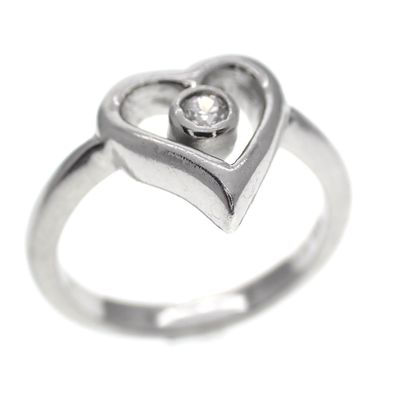 Image 1 of Silver ring with zirconia in heart