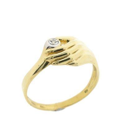 Image 1 of Gold ring with hand and diamond | 0.005 ct.