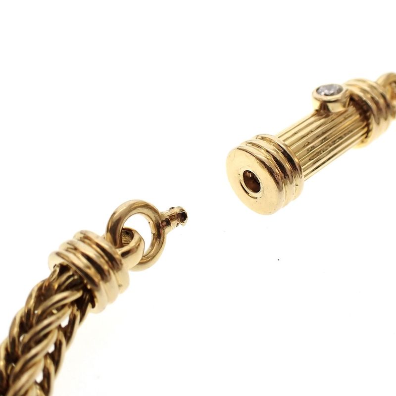 Image 4 of Exclusive; 18K gold foxtail link necklace with 0.10 ct. diamond | 47 cm