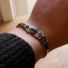 Image 7 of Golden Omega Link Bracelet with Sapphires and Diamonds; 0.30 ct.