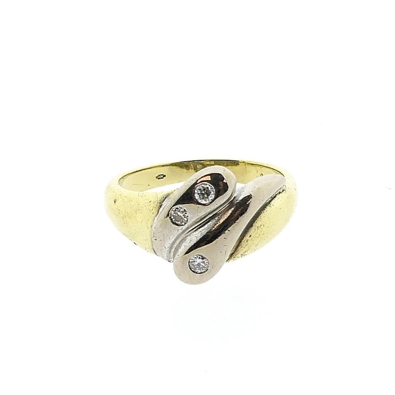 Image 3 of Two-tone gold solitaire ring with 0.105 ct diamond.