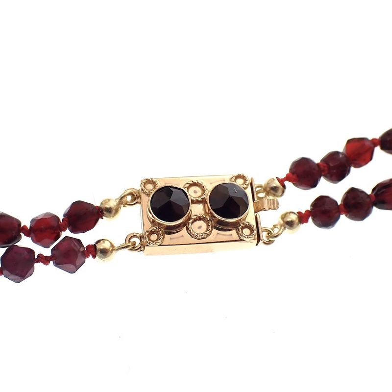 Image 3 of Antique glass bead necklace with gold clasp