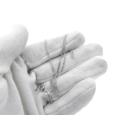 Image 2 of White gold gourmet link necklace | 49.5 cm