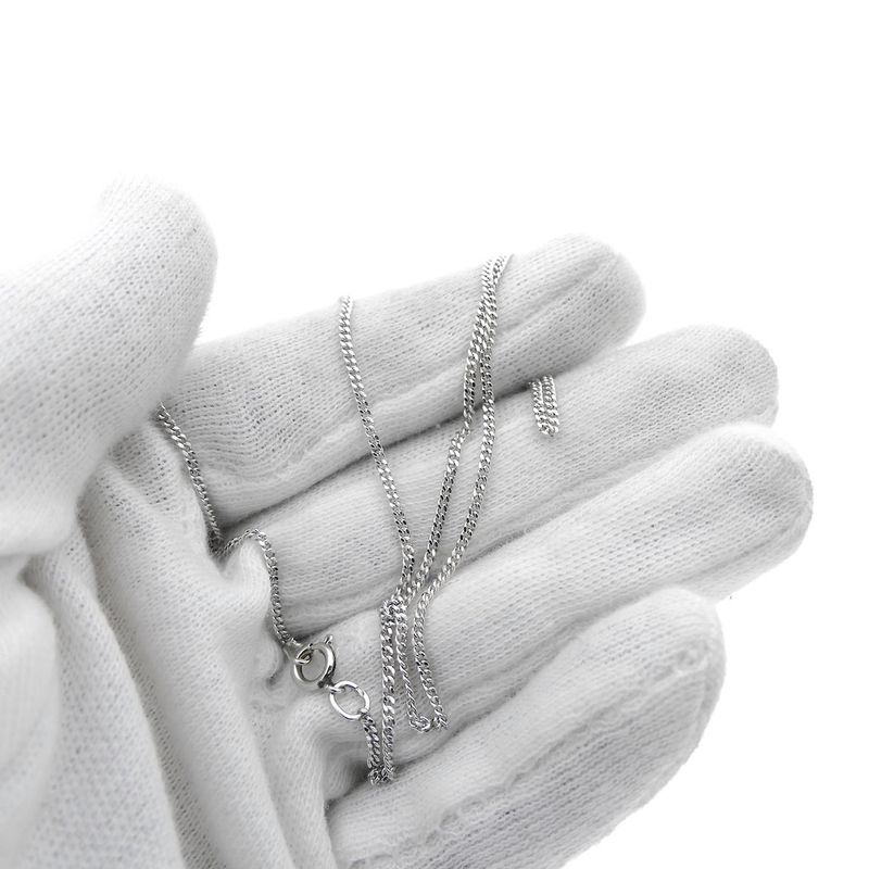 Image 2 of White gold gourmet link necklace | 49.5 cm