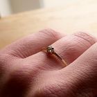 Image 7 of Gold solitaire ring with diamond; 0.01 ct.