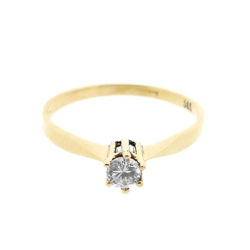 Image 4 of Golden solitaire ring with zirconia