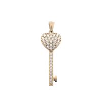 Gold pendant of a key heart with zirconia