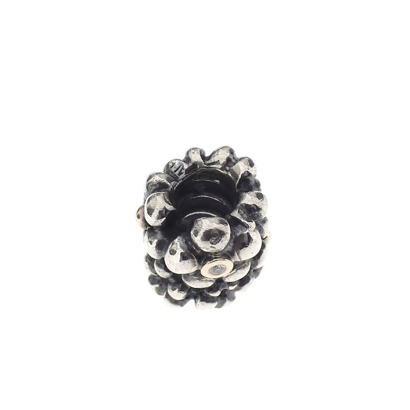 Image 1 of Pandora charm; Silver with gold; Golden Flower