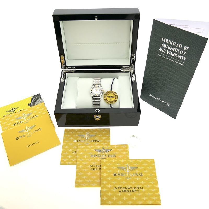 Image 4 of Breitling Callistino 'Mother of Pearl' B72345; 18k gold/steel women's watch