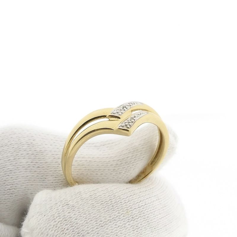 Image 7 of Gold V-shaped ring with diamond | 0.005 ct.