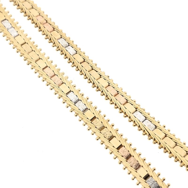 Image 8 of Tricolor Gold Panther Link Necklace