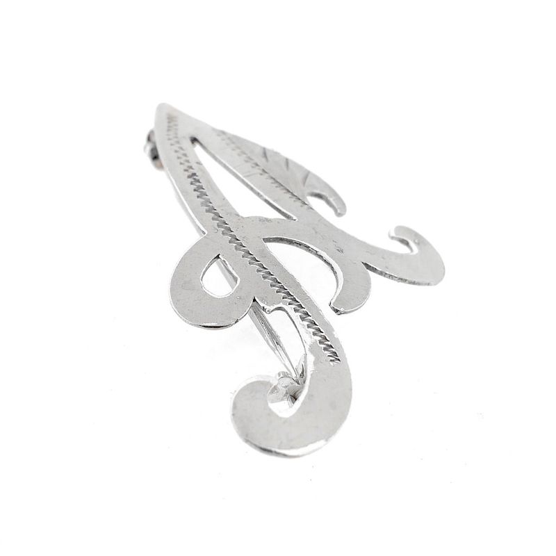 Image 7 of Silver letter brooch; letter A