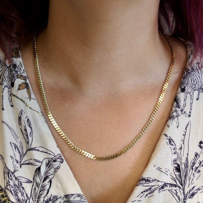 Image 9 of 8-karat flat gourmet link chain | 50 cm