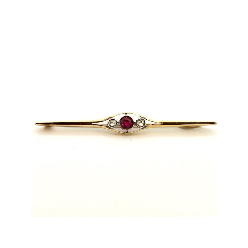 Image 1 of Antique gold brooch with diamond and ruby