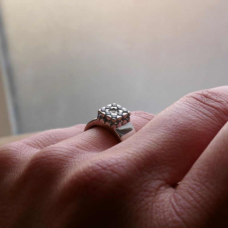 Image 7 of White gold ring with aquamarine and diamond; 0.04 ct.; 14 karat; size 17.5