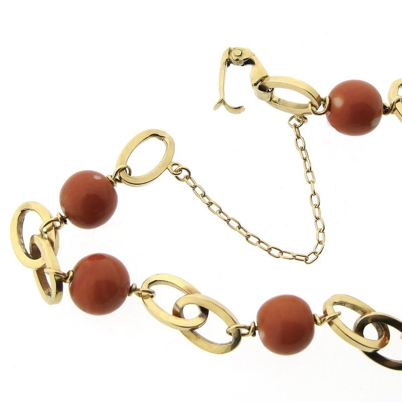 Image 6 of Antique gold bracelet with blood coral beads.