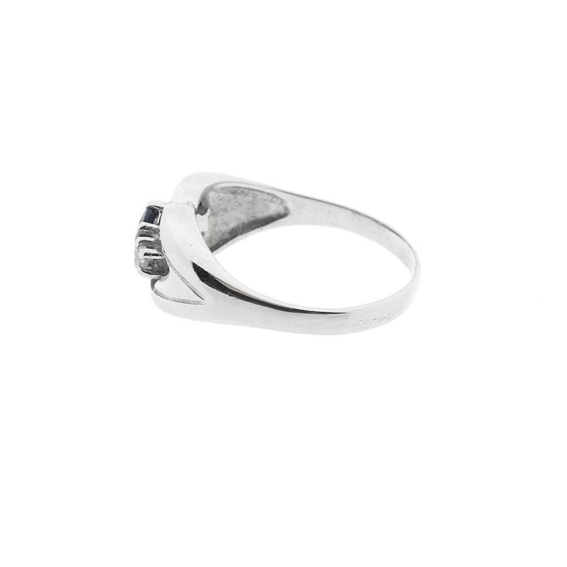 Image 7 of White gold ring with sapphire and diamond; 0.05 ct.