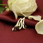 Image 2 of Gold letter brooch; letter M