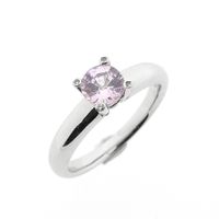 White gold 'Phlox' ring set with pink sapphire and diamonds; Bron Jewelry