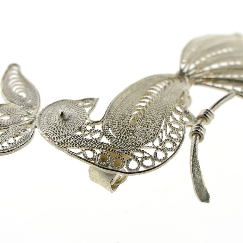 Image 6 of Vintage/antique bird brooch; filigree technique