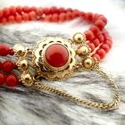 Image 9 of Red coral beads bracelet with gold clasp; Antique | Ø 53.8 mm