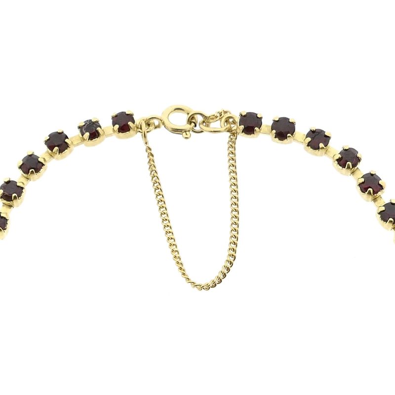 Afbeelding 4 van Vintage gouden armband met granaat | 18,5 cm