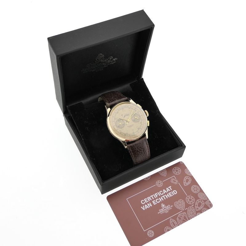 Image 4 of Jolus Autres Horlogerie; vintage 18k. gouden heren horloge met chronograaf