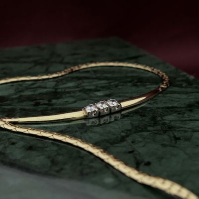 Gold necklace with fixed pendant and diamond; 0.21 ct. Image 2 of Gold necklace with fixed pendant and diamond; 0.21 ct.