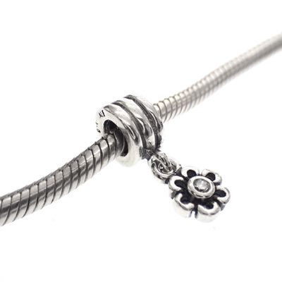 Image 2 of Pandora charm; Silver; Hanging Flower