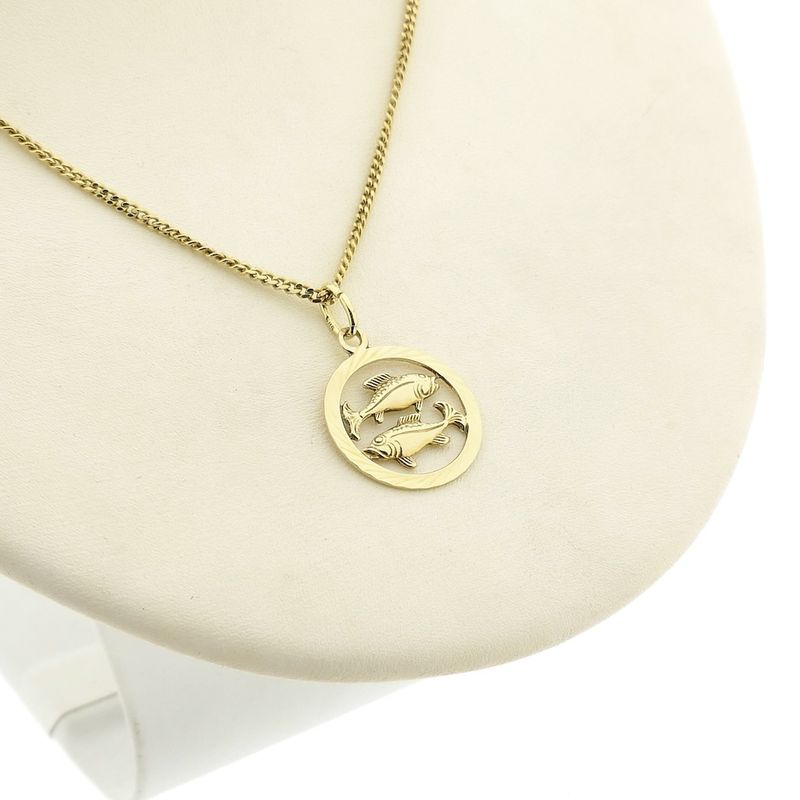 Image 3 of Gold zodiac sign pendant; Pisces