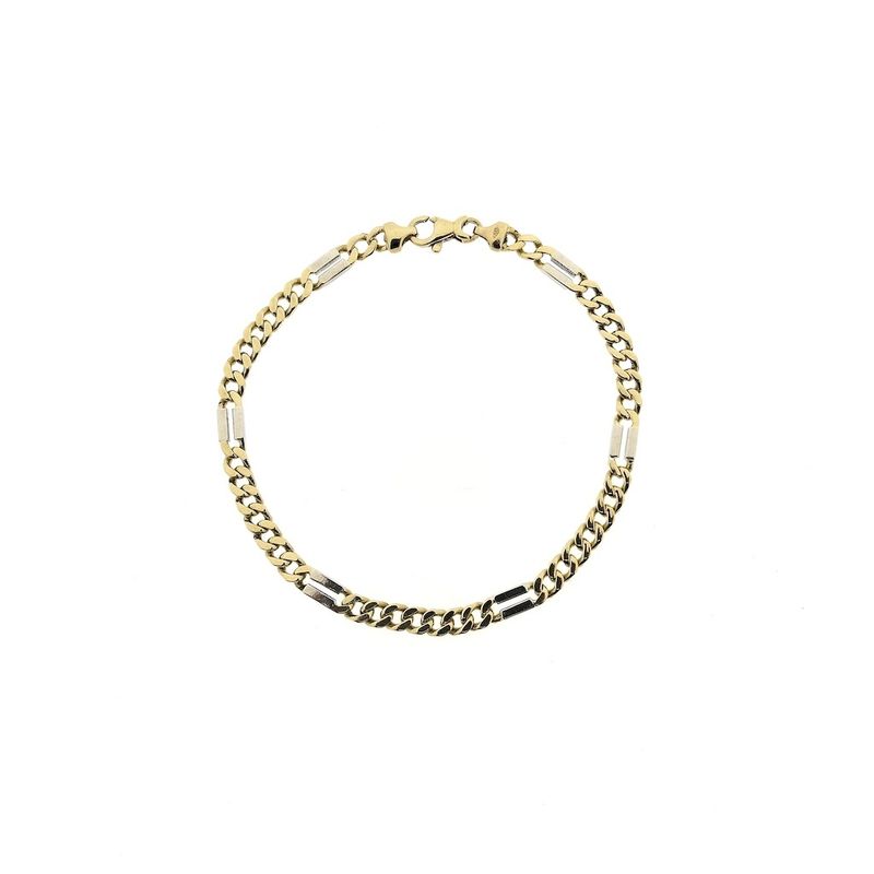 Image 8 of Two-tone gold Figaro link bracelet | 20.5 cm
