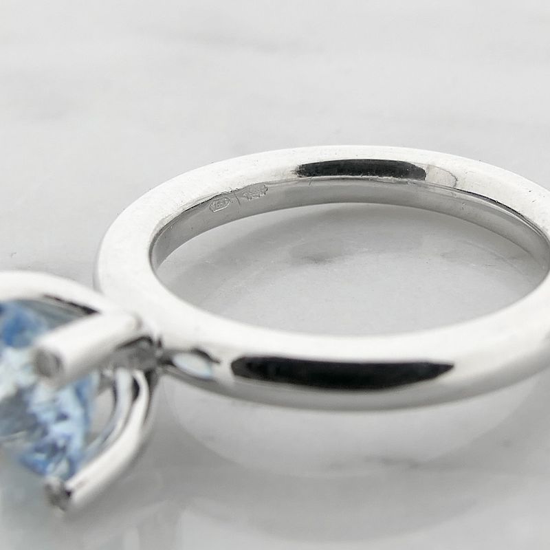 Image 5 of White gold 'Phlox' ring set with aquamarine and diamond; 0.04 ct. | Bron Jewelry