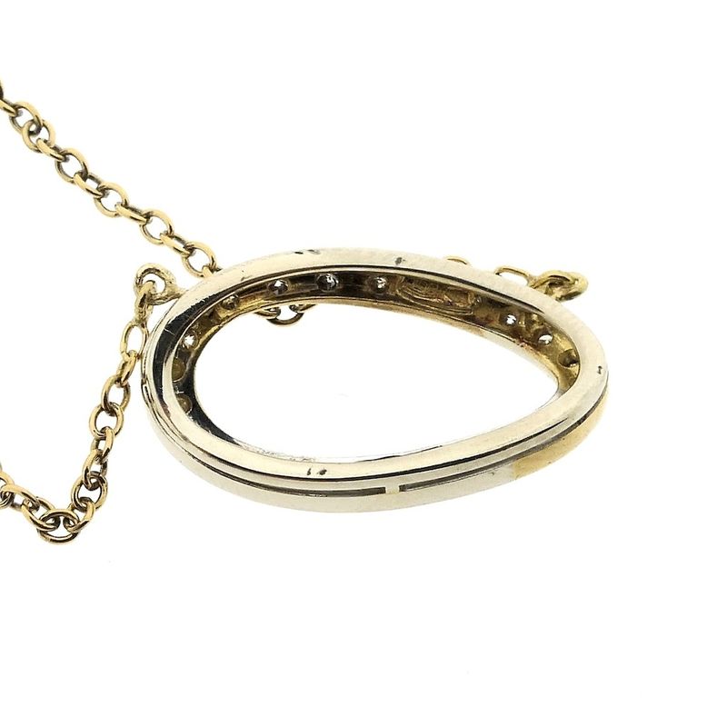 Image 4 of Gold link chain with bicolor fixed diamond pendant; 0.34 ct.